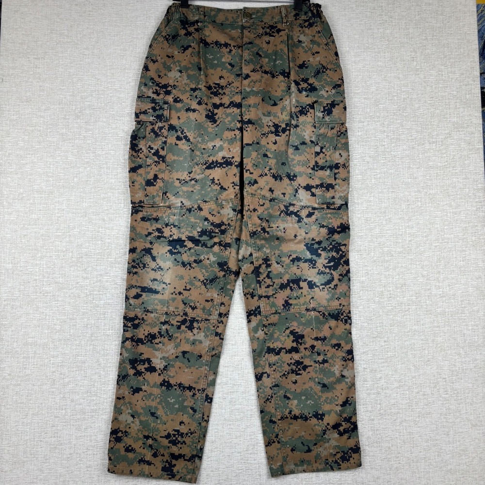 USMC MARPAT Woodland Digital Camo Trousers Mens Medium Long Military Cargo Pants